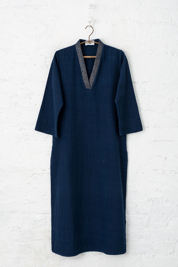 Rozana Ameera Cotton Malkha Kurta (Indigo)