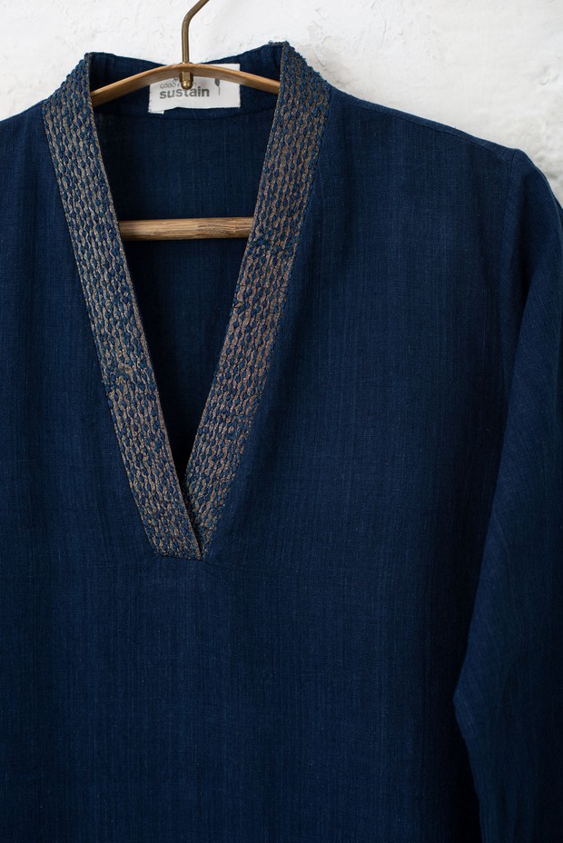 Rozana Ameera Cotton Malkha Kurta (Indigo)