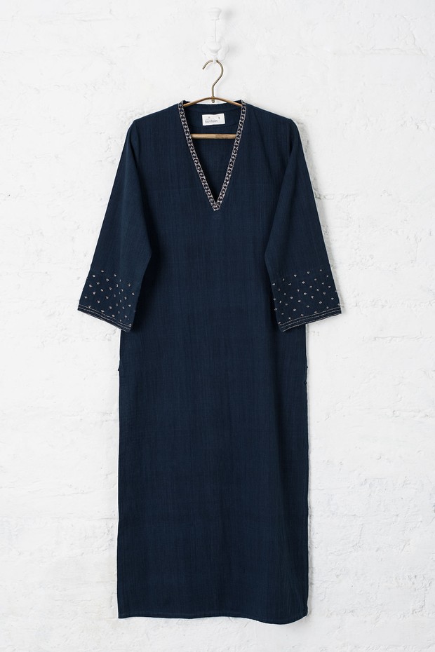 Rozana Rabia Malkha Kurta (Indigo)