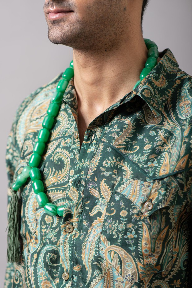 Marrakech Western Silk Kurta (Emerald)