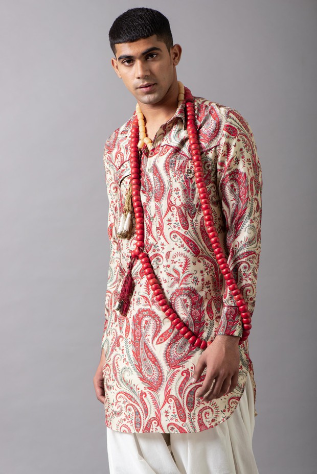 Marrakech Western Silk Kurta (Mogra)