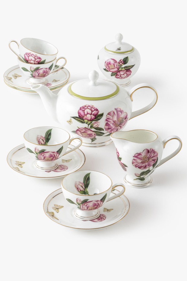 Set Of 7- Camellia Tea Set