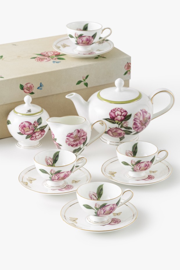 Set Of 7- Camellia Tea Set