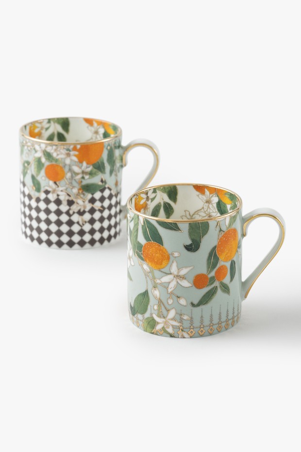 Set Of 2- Tangerine Tea Mugs