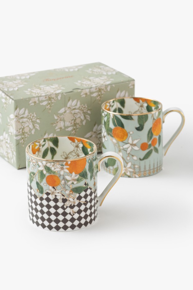 Set Of 2- Tangerine Tea Mugs