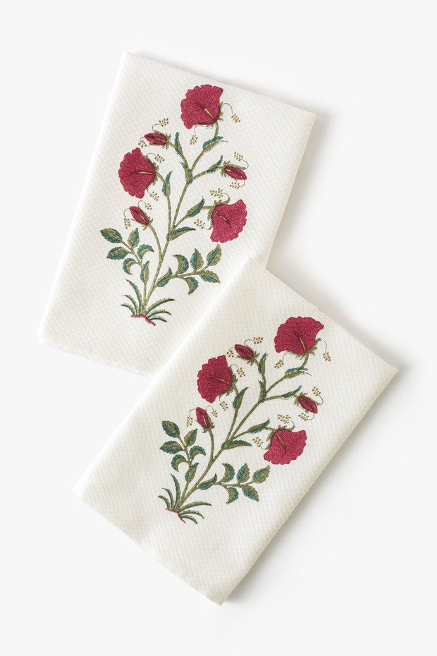 Set Of 2- Hibiscus Rosa Hand Towel