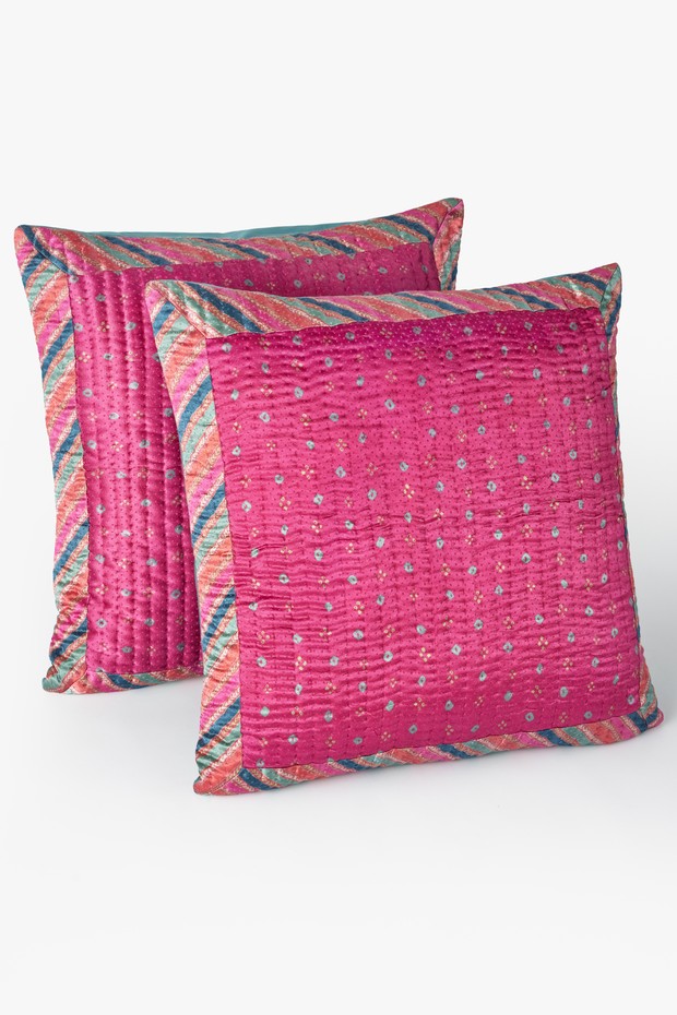Set Of 2- Romani Printed Euro Sham- Fuchsia