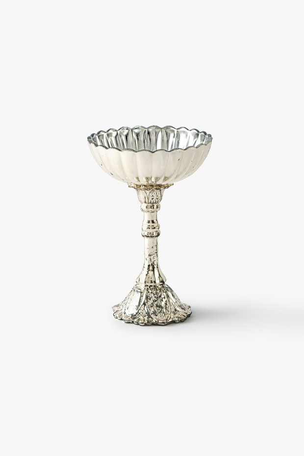 Set Of 2- Blush Silvered Candle Stand