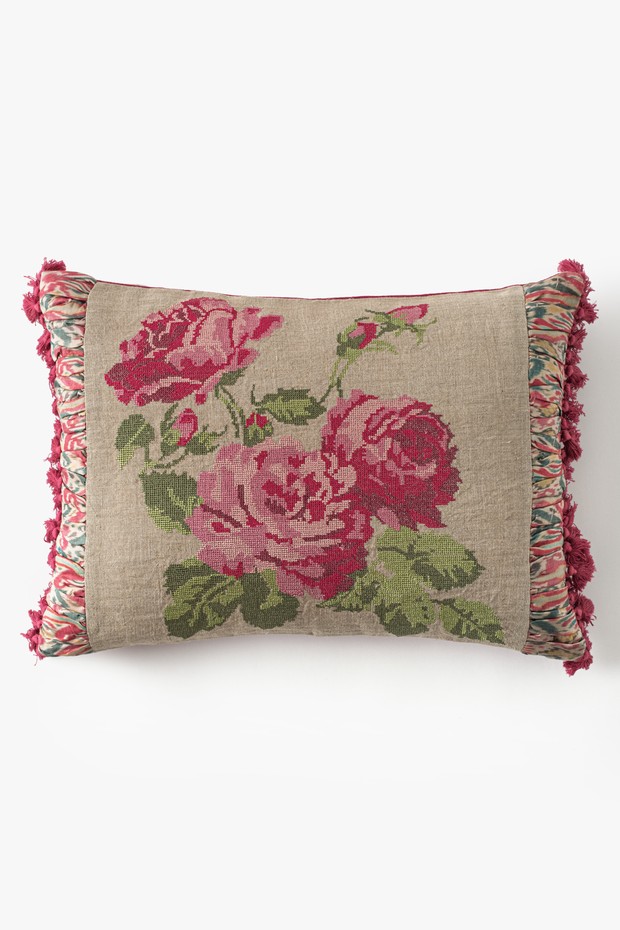 Botanica Rose Embroidered Cushion