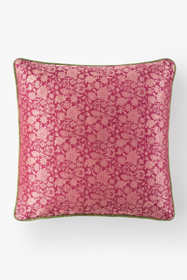 Gul Bagh Brocade Cushion- Anar
