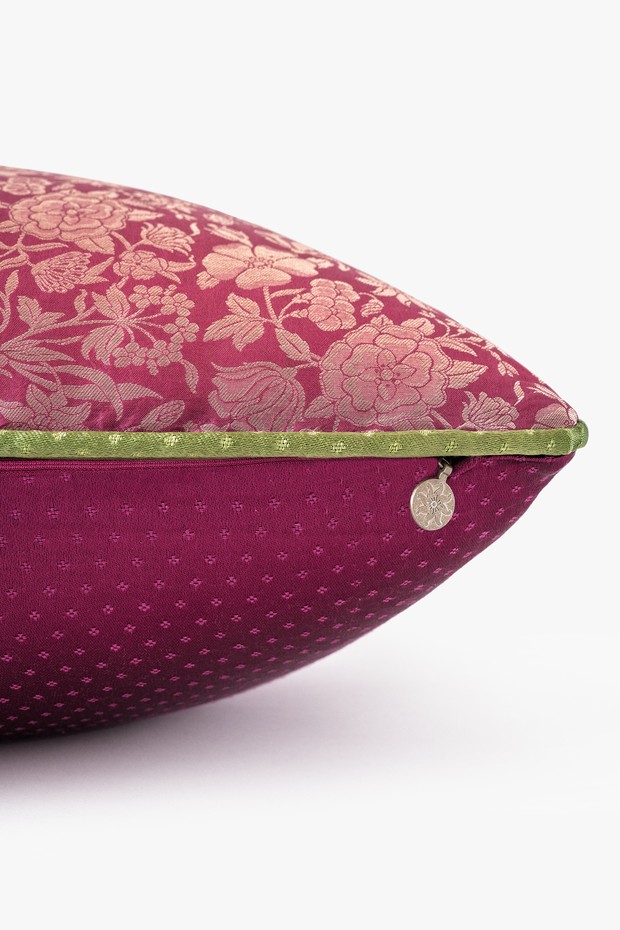 Gul Bagh Brocade Cushion- Anar