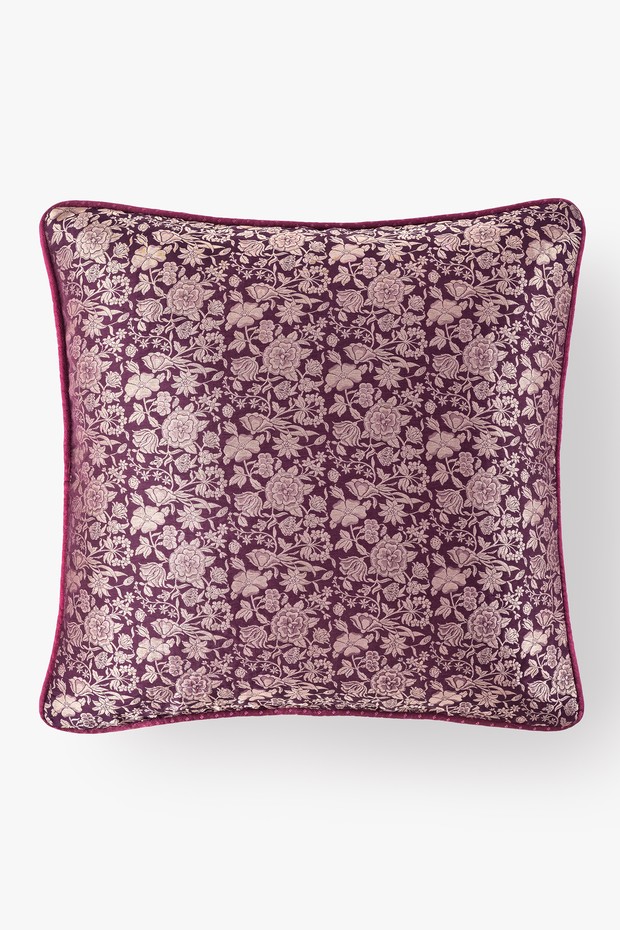 Gul Bagh Brocade Cushion- Light Violet