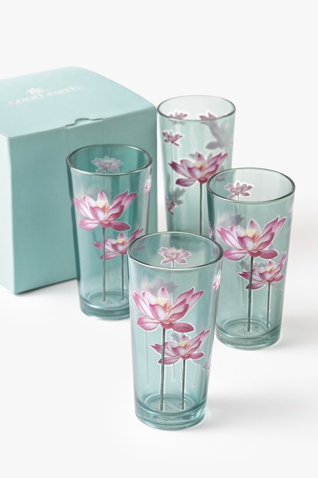 Set Of 4- Kamala Glass- Green