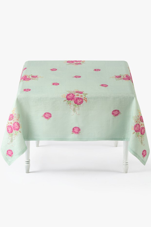 Jaipur Rose Linen Table Cloth