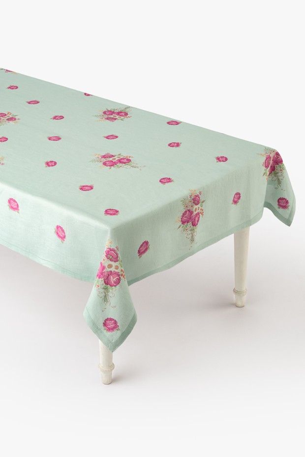Jaipur Rose Linen Table Cloth