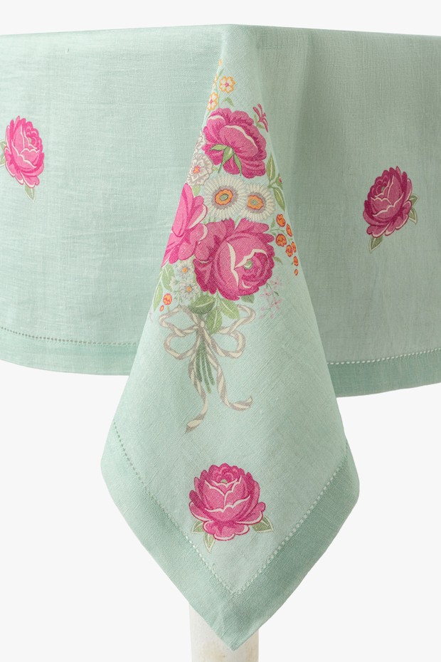Jaipur Rose Linen Table Cloth